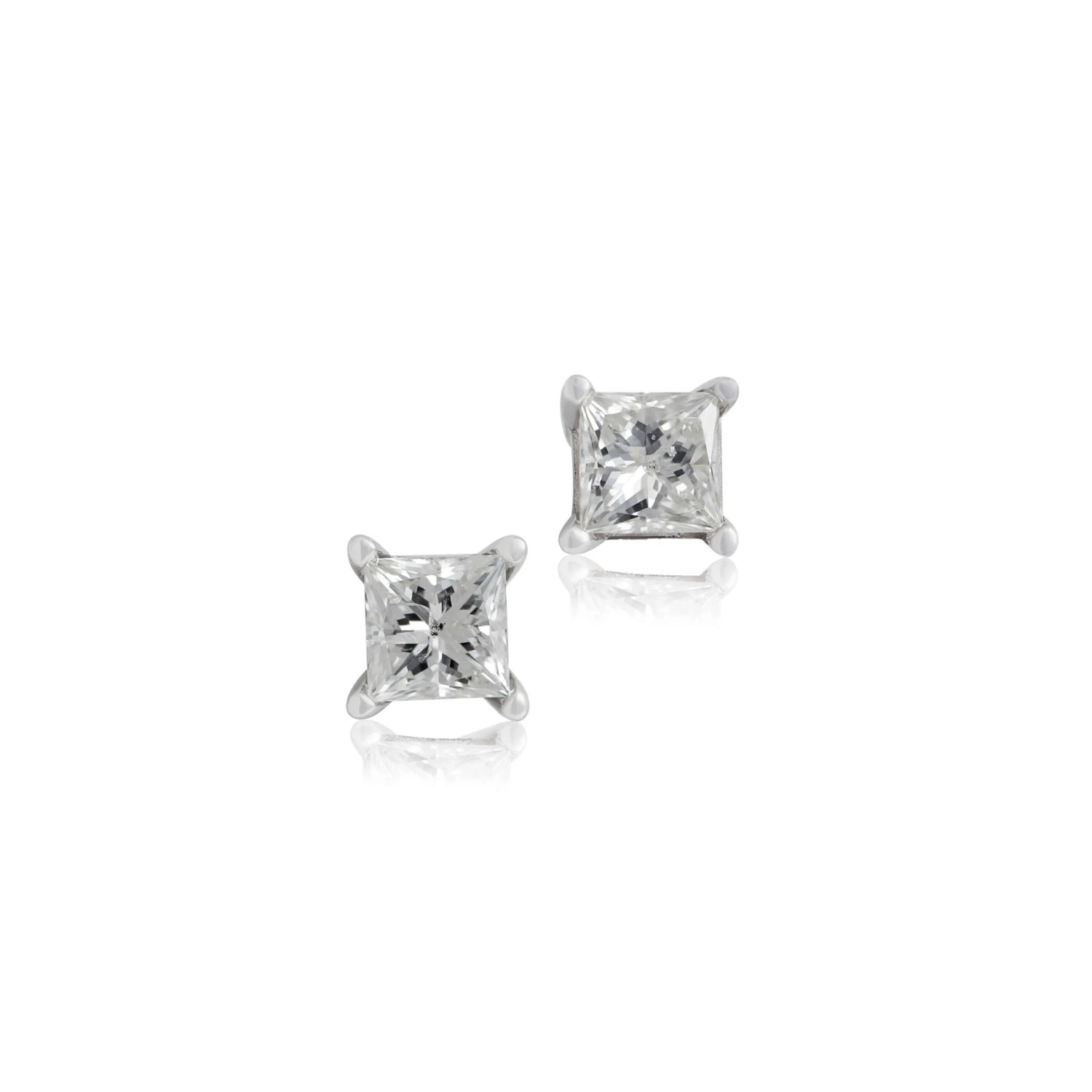 Princess Cut Diamond Solitaire Stud Earrings 14K, 1/4 Ctw. 1 Princess Cut Diamond Solitaire Stud Earrings 14K, 1/4 Ctw.