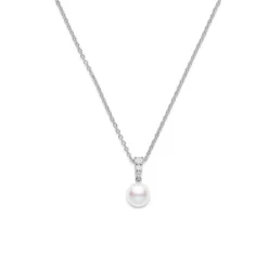 Mikimoto Morning Dew Cultured Akoya Pearl & Diamond Necklace 18K