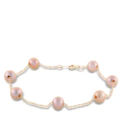 Rose Gold Freshwater Cultured Pearl Tin Cup Bracelet 14K
