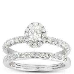 Diamond Halo Bridal Set 14K