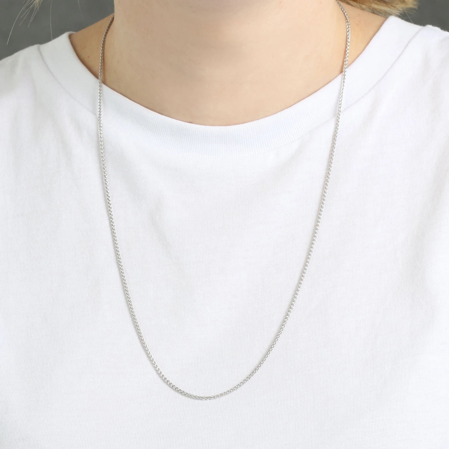 Round Wheat Chain In Silver, 24" 2 Round Wheat Chain In Silver, 24" - Image 2