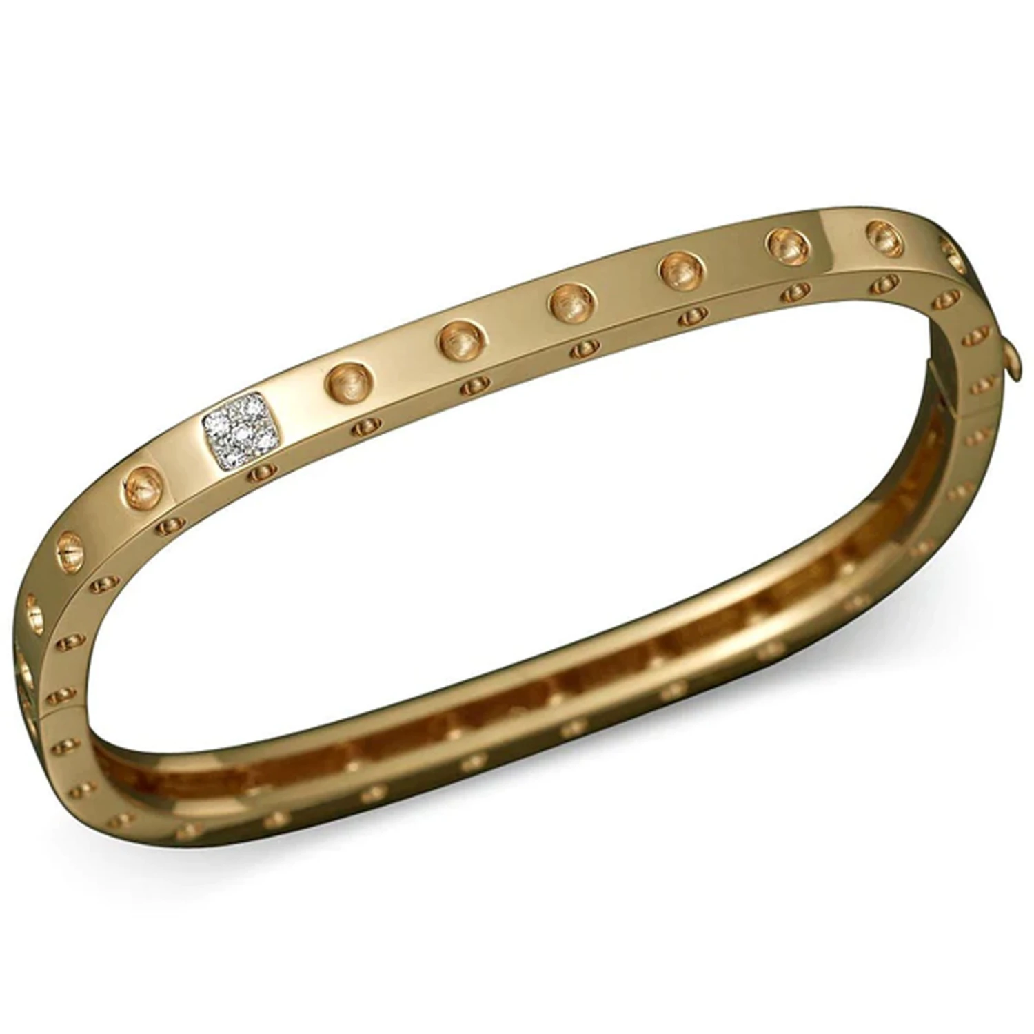 Roberto Coin Pois Moi Diamond Accent Square Bangle 18K Gold, 7 Inches 1 Roberto Coin Pois Moi Diamond Accent Square Bangle 18K Gold, 7 Inches