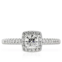Ben Bridge Signature Diamond Square Halo Ring 18K -Luxe Glist Sales 11310810 06