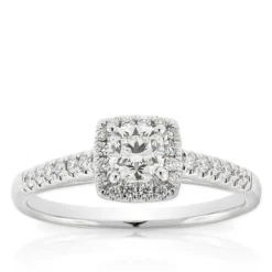 Ben Bridge Signature Diamond Square Halo Ring 18K -Luxe Glist Sales 11310810 08
