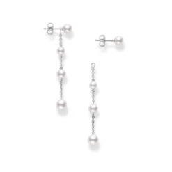 Mikimoto Graduated Akoya Cultured Pearl Dangle Earrings 18K
