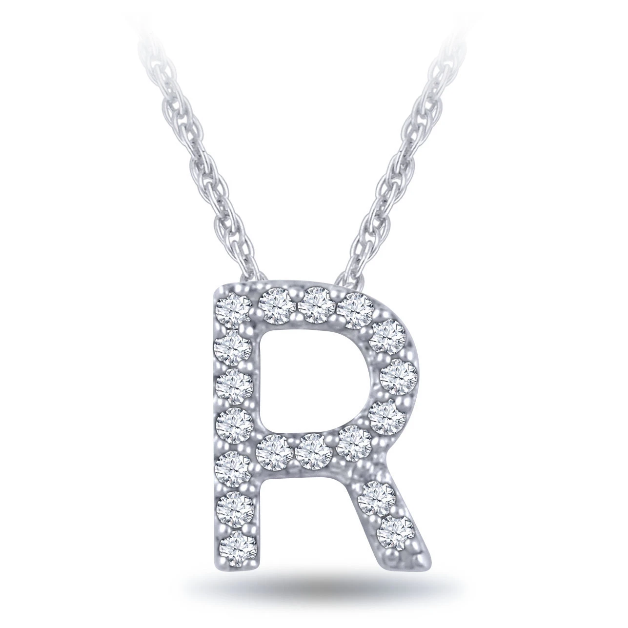 Diamond Initial Pendant 14K Letter 'R' 1 Diamond Initial Pendant 14K Letter 'R'