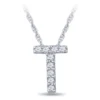 Diamond Initial Pendant 14K Letter 'T'
