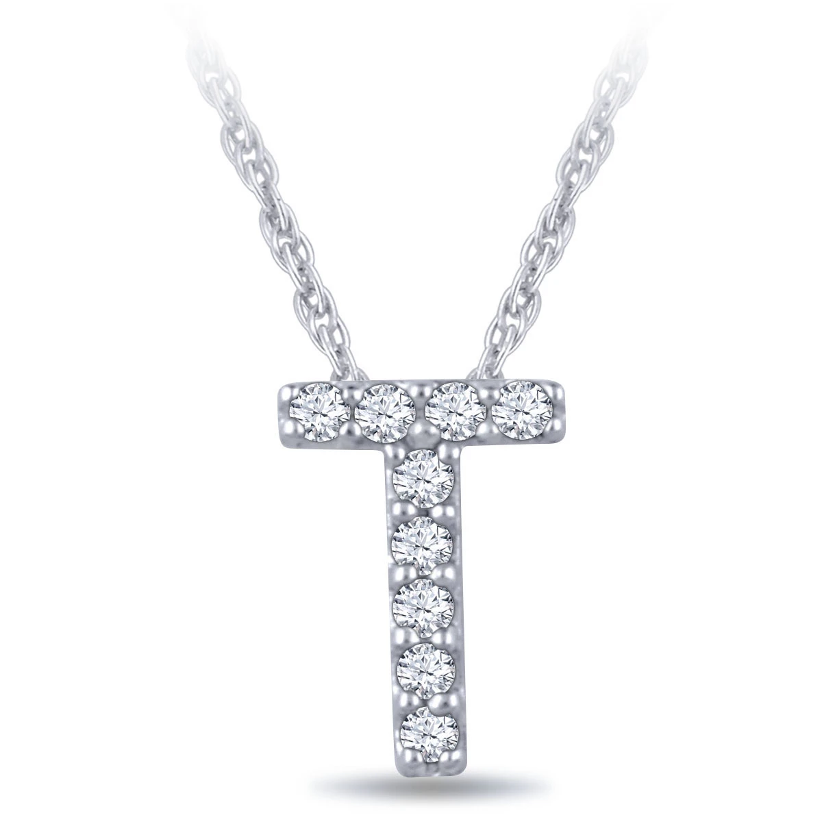 Diamond Initial Pendant 14K Letter 'T'