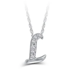 Diamond "L" Initial Pendant 14K