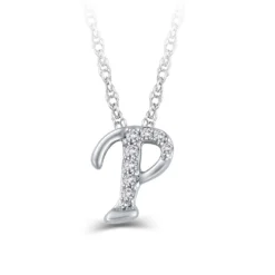 Diamond "P" Initial Pendant 14K