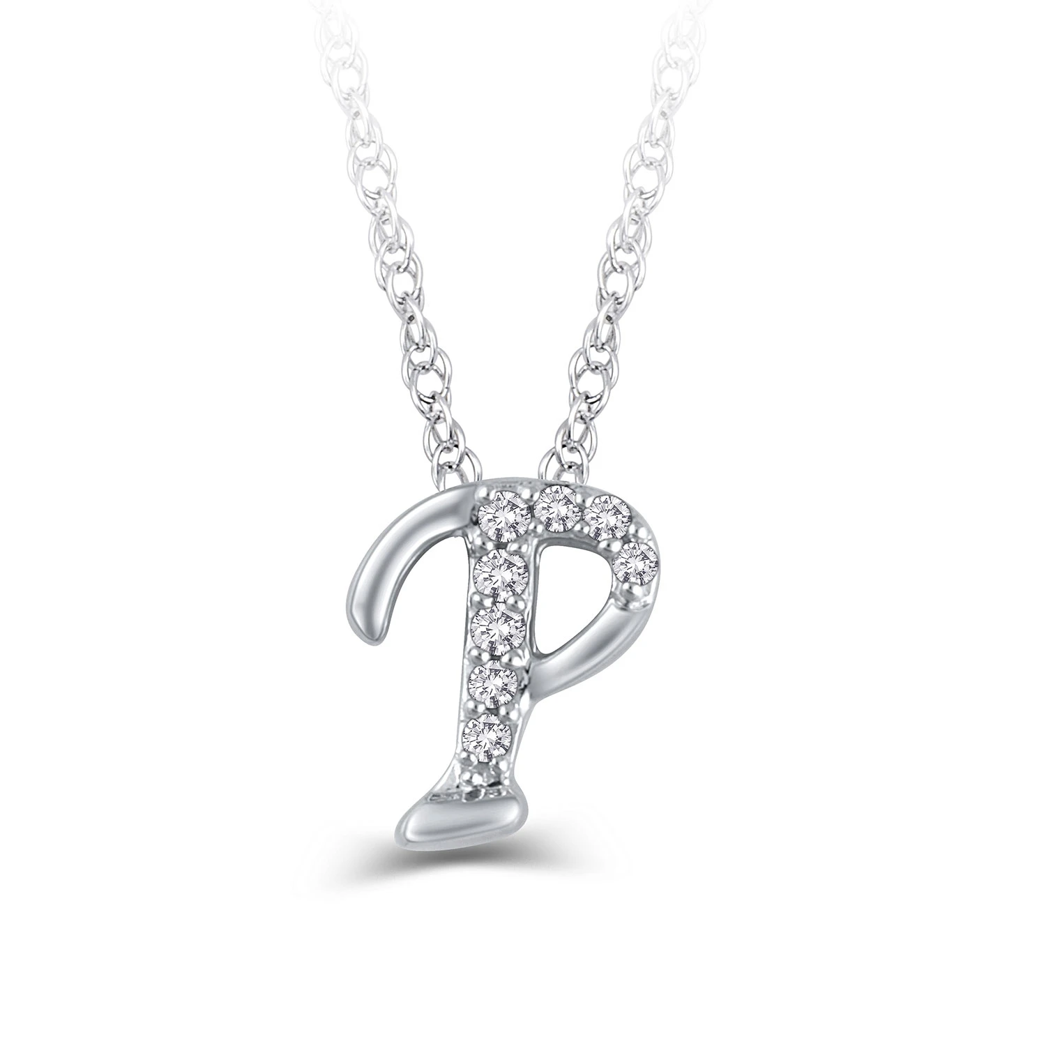 Diamond "P" Initial Pendant 14K 1 Diamond "P" Initial Pendant 14K