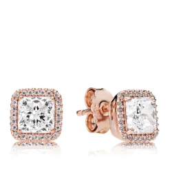 Pandora Square Sparkle Halo CZ Stud Earrings