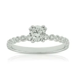 Double Prong Diamond Engagement Ring 14K