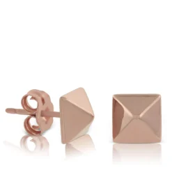 Rose Gold Pyramid Earring 14K