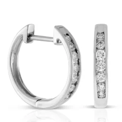Diamond Hoop Earrings 14K, 1/4 Ctw.