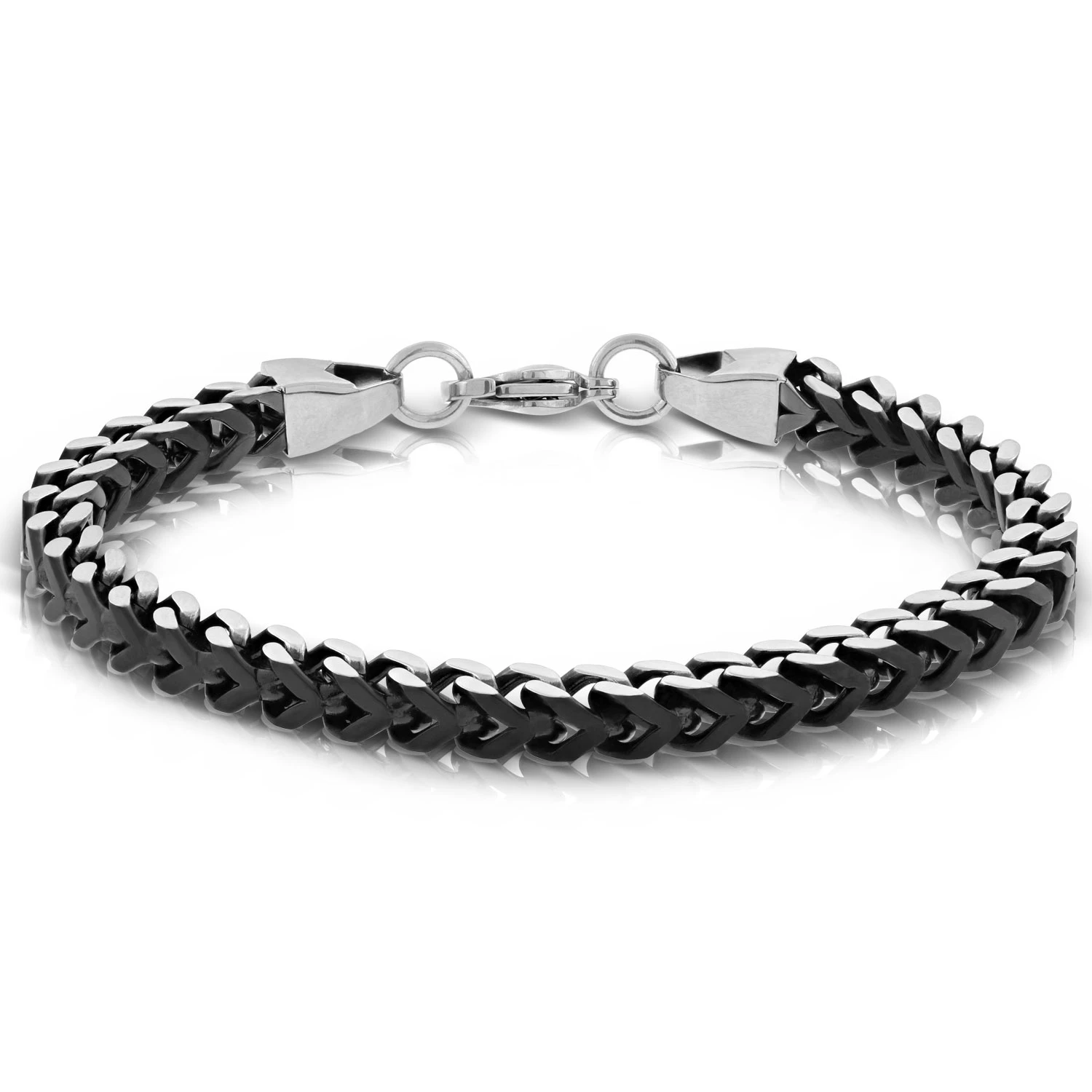 Black IP Franco Chain Bracelet In Stainless Steel 1 Black IP Franco Chain Bracelet In Stainless Steel