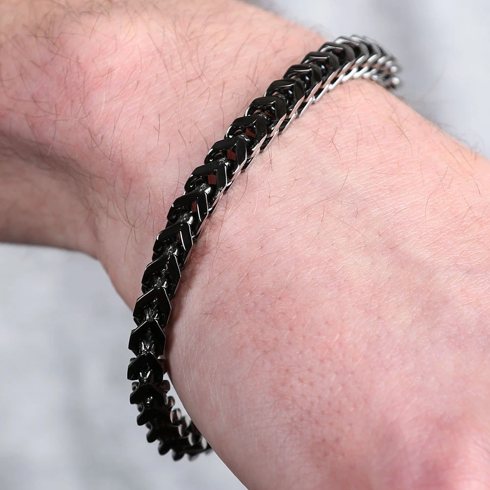 Black IP Franco Chain Bracelet In Stainless Steel 2 Black IP Franco Chain Bracelet In Stainless Steel - Image 2