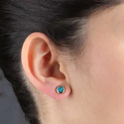 Opal Doublet Bezel Set Earrings 14K -Luxe Glist Sales 11689114 03