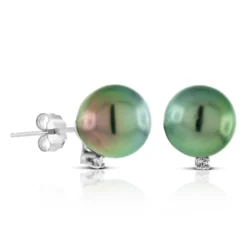 Cultured South Sea Tahitian Pearl & Diamond Earrings, 14K White Gold