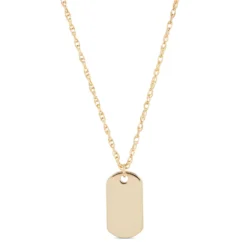 Mini Dog Tag Pendant, 14K Yellow Gold