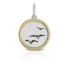 Seagulls Framed Charm / Pendant, Silver & 14K
