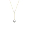 Mikimoto Akoya Cultured Pearl & Diamond 'Y' Drop Necklace 18K