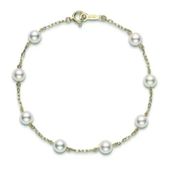 Mikimoto Akoya Cultured Pearl Station Bracelet 5mm, A+, 18K