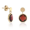 Round Bezel Set Garnet Earrings 14K