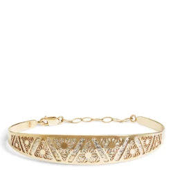 Toscano Laser Cut Out Bangle 14K