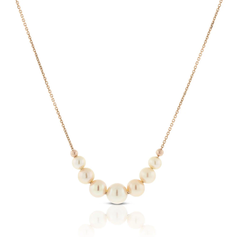 Rose Gold Graduated Cultured Freshwater Pearl Bolo Necklace 14K, 30" 1 Rose Gold Graduated Cultured Freshwater Pearl Bolo Necklace 14K, 30"