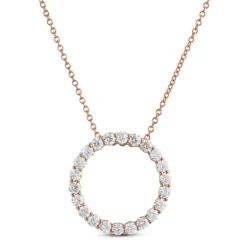 Rose Gold Diamond Circle Pendant 14K, 1 Ctw.