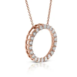 Rose Gold Diamond Circle Pendant 14K, 1 Ctw. -Luxe Glist Sales 11863123 03