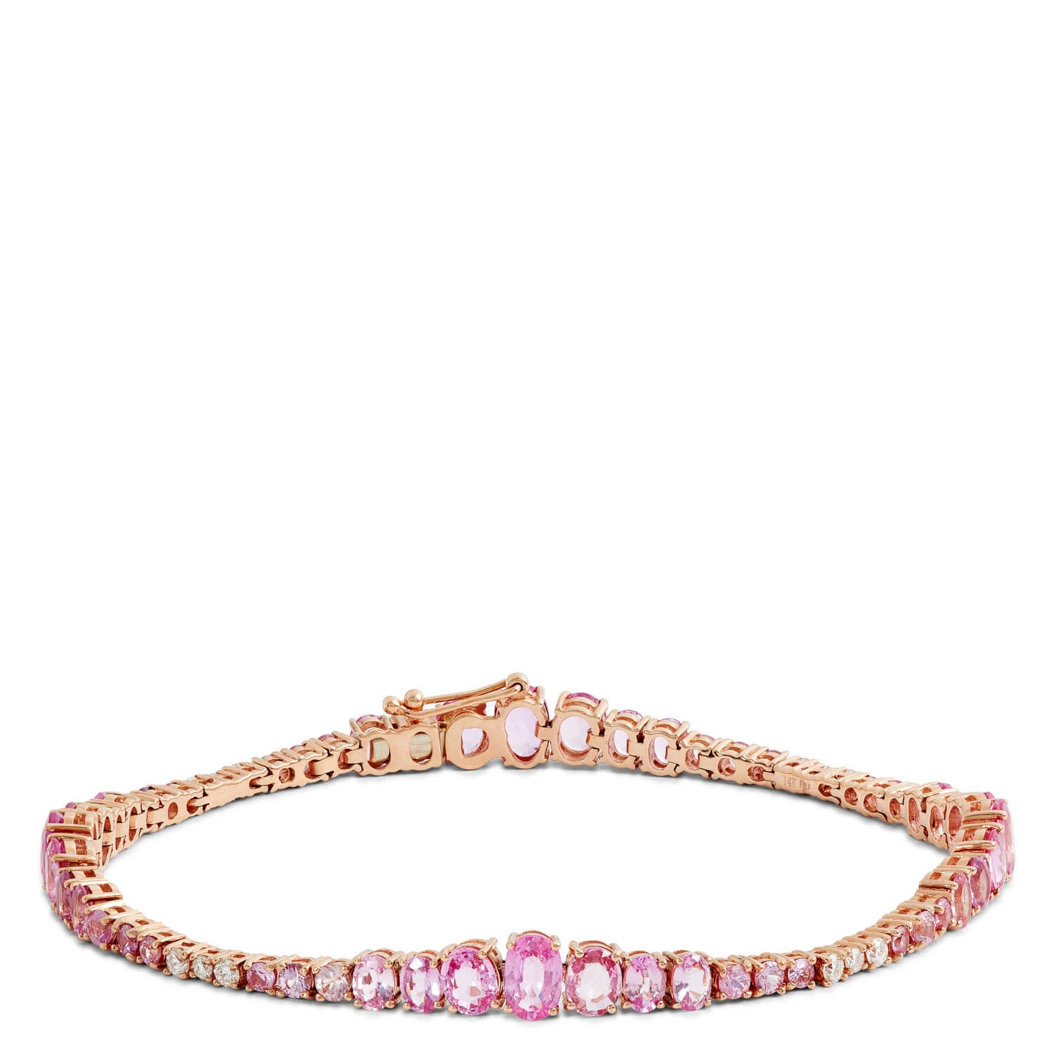 Rose Gold Ombré Pink Sapphire & Diamond Tennis Bracelet 14K 1 Rose Gold Ombré Pink Sapphire & Diamond Tennis Bracelet 14K