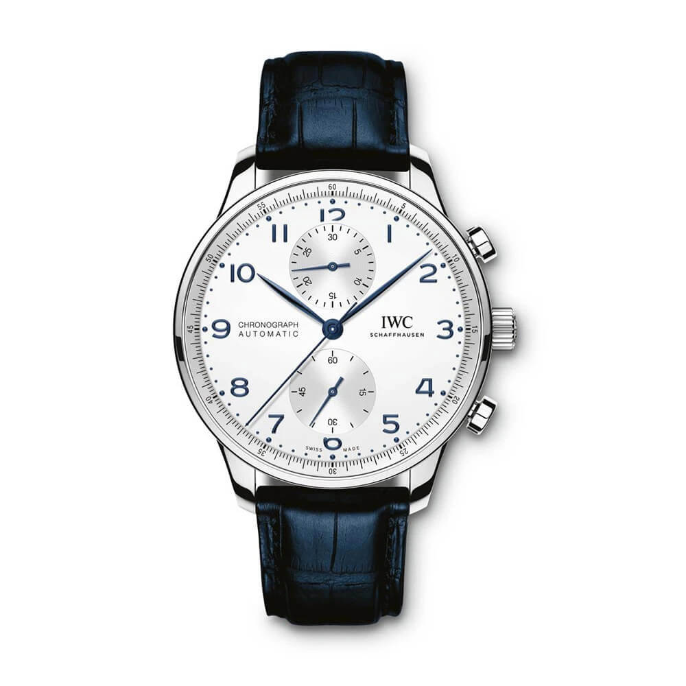 IWC Portugieser Silver Dial Blue Detailed Chronograph Watch 1 IWC Portugieser Silver Dial Blue Detailed Chronograph Watch