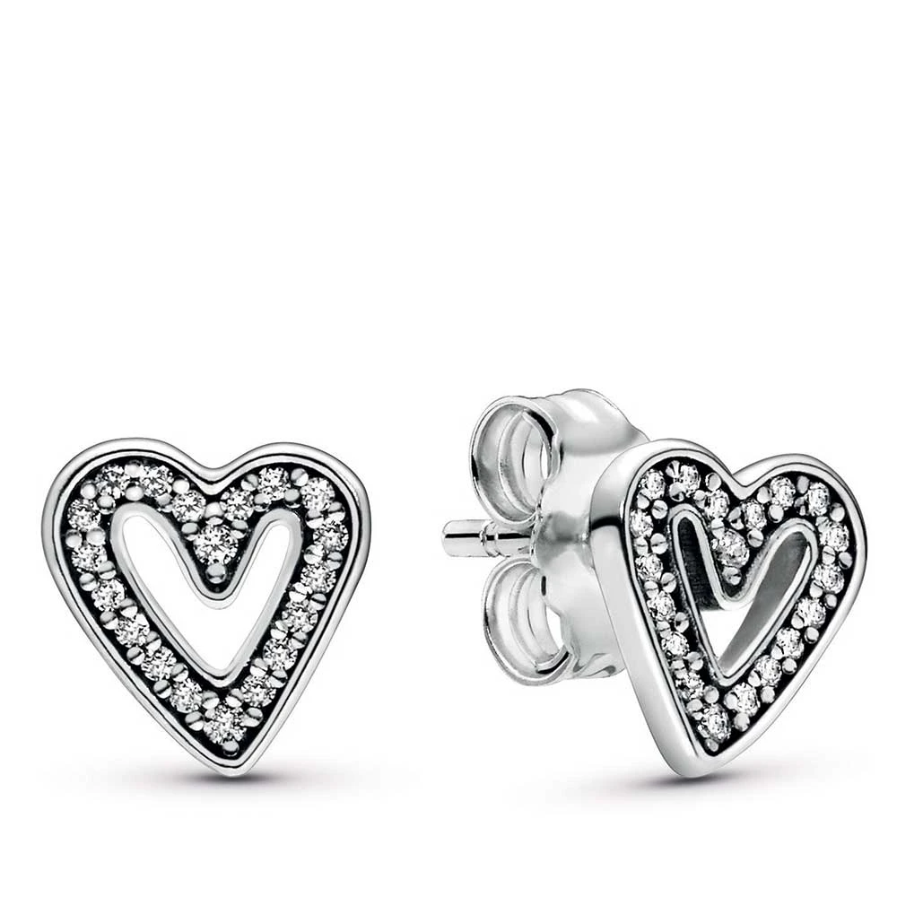 Pandora Sparkling Freehand CZ Heart Stud Earrings 1 Pandora Sparkling Freehand CZ Heart Stud Earrings