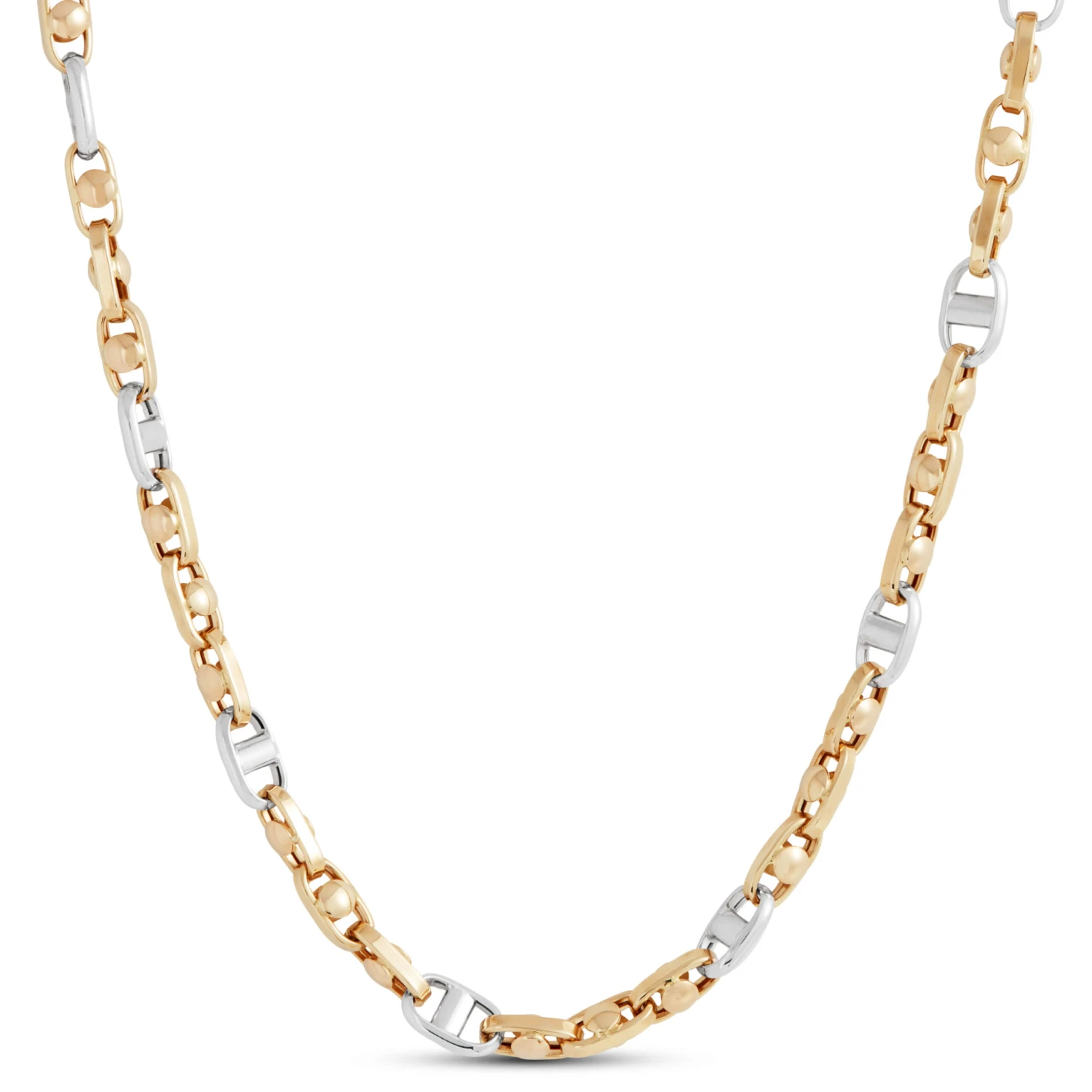 Toscano Anchor Link Two-Tone Necklace, 14k White And Yellow Gold 1 Toscano Anchor Link Two-Tone Necklace, 14k White And Yellow Gold