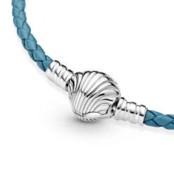 Pandora Moments Seashell Clasp Turquoise Braided Leather Bracelet -Luxe Glist Sales 11999182 04