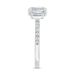 Bella Ponte 3-Stone Emerald Cut Diamond Engagement Ring, 14K White Gold -Luxe Glist Sales 12000782 03