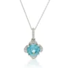 Blue Zircon & Diamond Flower Necklace14K