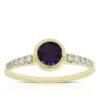 Bezel Set Amethyst & Diamond Ring 14K