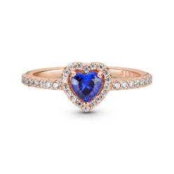Pandora Sparkling Blue Elevated Heart Crystal & CZ Ring 6 Pandora Sparkling Blue Elevated Heart Crystal & CZ Ring -Luxe Glist Sales 12020004 03