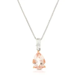 Rose Gold Pear Morganite & Diamond Two-Tone Necklace 14K
