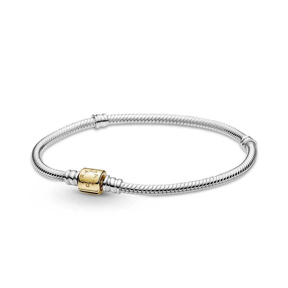 Pandora Moments Two-tone Barrel Clasp Snake Chain Bracelet 1 Pandora Moments Two-tone Barrel Clasp Snake Chain Bracelet