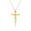 Diamond Cluster Cross Necklace 14K