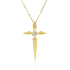 Diamond Cluster Cross Necklace 14K