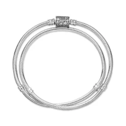 Pandora Moments Double Wrap CZ Barrel Clasp Snake Chain Bracelet 6 Pandora Moments Double Wrap CZ Barrel Clasp Snake Chain Bracelet -Luxe Glist Sales 12095527 03