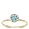 Round Bezel Set Blue Topaz Ring, 14K