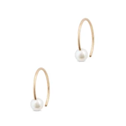 Cultured Freshwater Pearl Hoop Earrings, 14K Yellow Gold