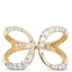 Open Bypass Diamond Ring, 14K Yellow Gold