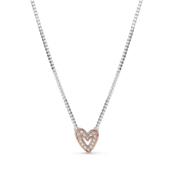 Pandora Sparkling Freehand Heart CZ Necklace
